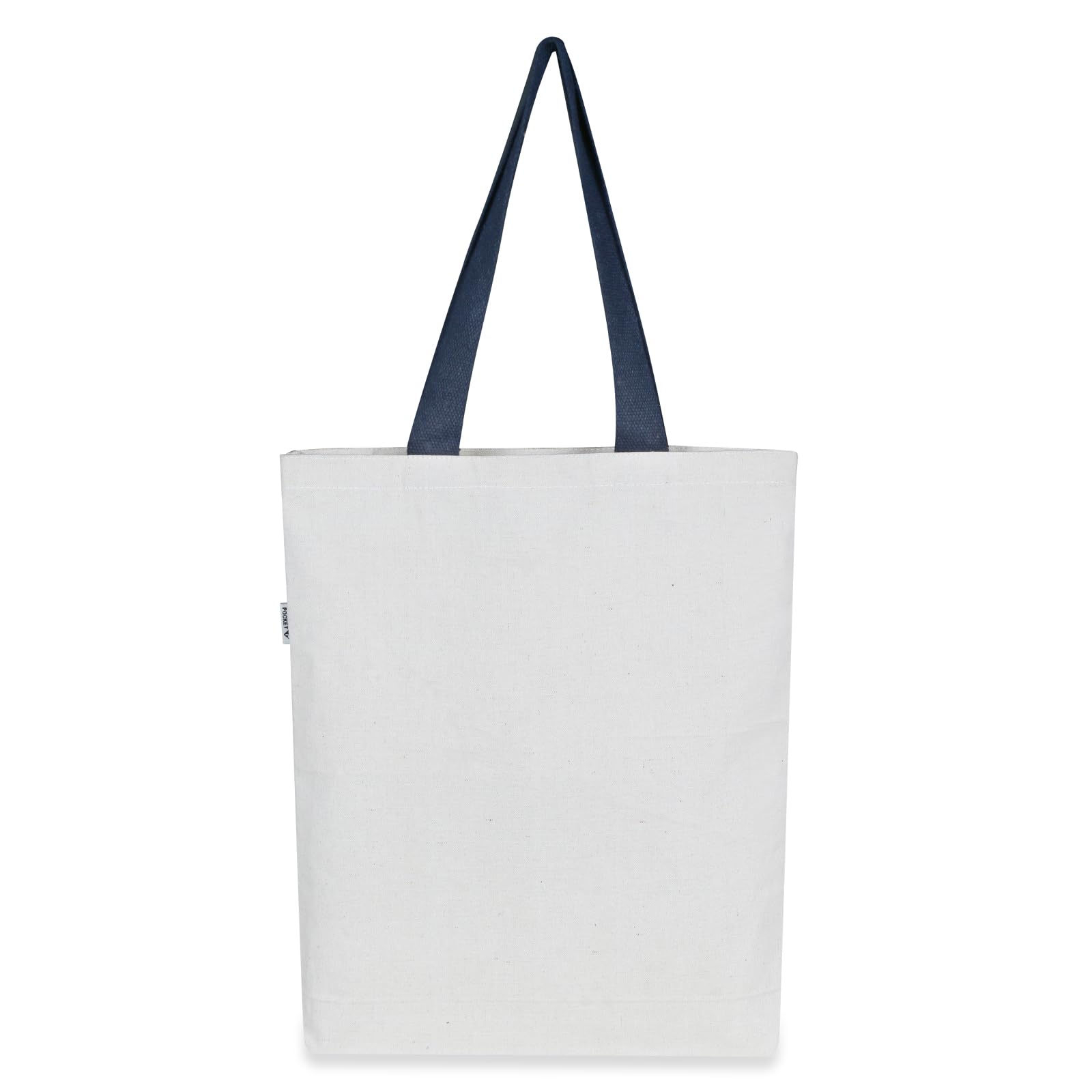 Flower Printed Canvas Tote Bag (Blue)