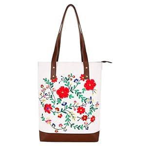 Embroidered Canvas Tote Bag for Women