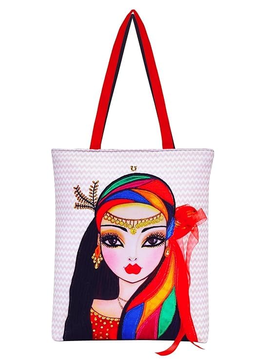 FRIDA PRINT TOTE BAG | ETHNIC BEAUTY WITH FLORAL BINDI
