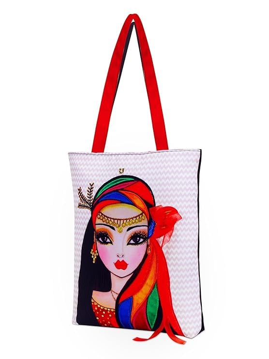 FRIDA PRINT TOTE BAG | ETHNIC BEAUTY WITH FLORAL BINDI