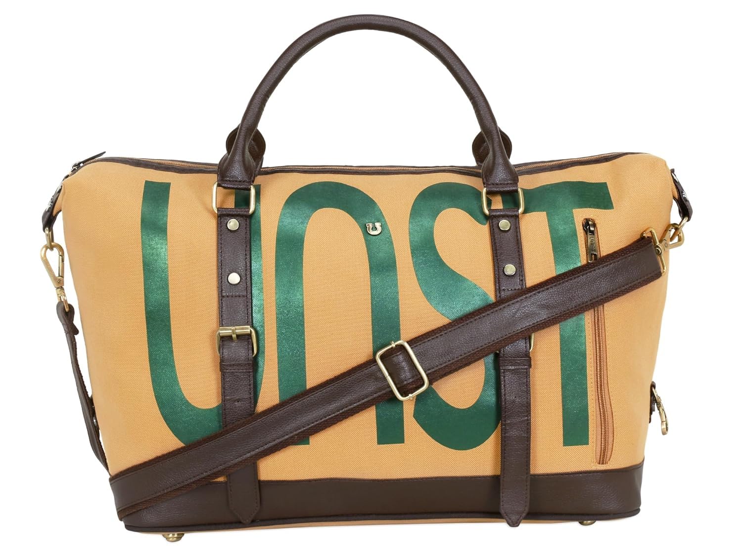 RECYCLED PET BOTTLE FABRIC TAN DUFFEL BAG