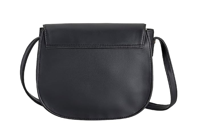 DEEP LEATHERETTE SLING BAG WITH FLORAL EMBROIDERY - BLACK