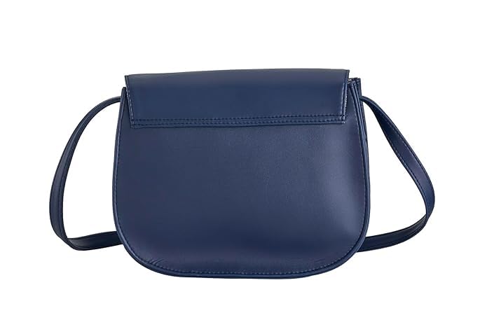 DEEP LEATHERETTE SLING BAG WITH FLORAL EMBROIDERY BLUE