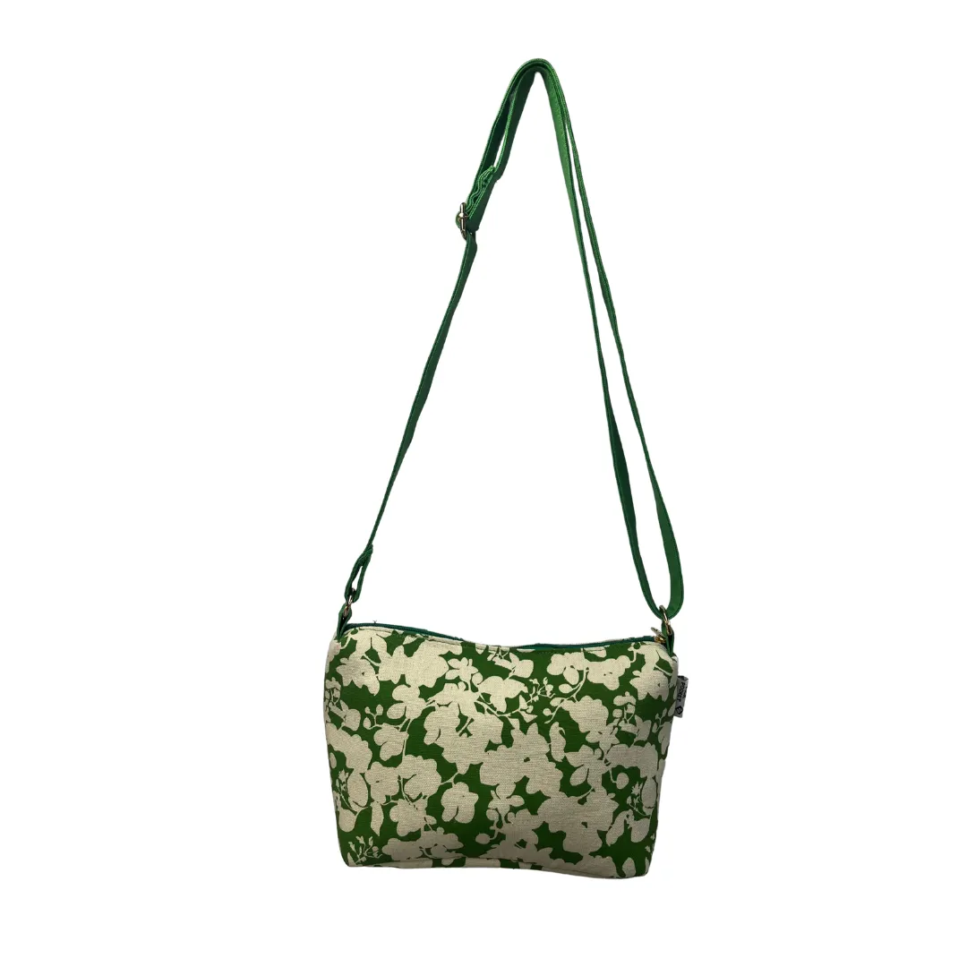 STYLISH GREEN & WHITE PRINTED CROSSBODY BAG