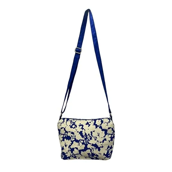 STYLISH BLUE & WHITE PRINTED CROSSBODY BAG