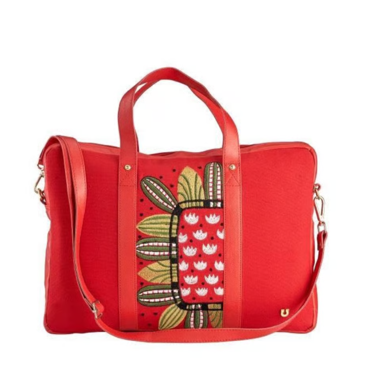 RED EMBROIDERED LAPTOP BAG