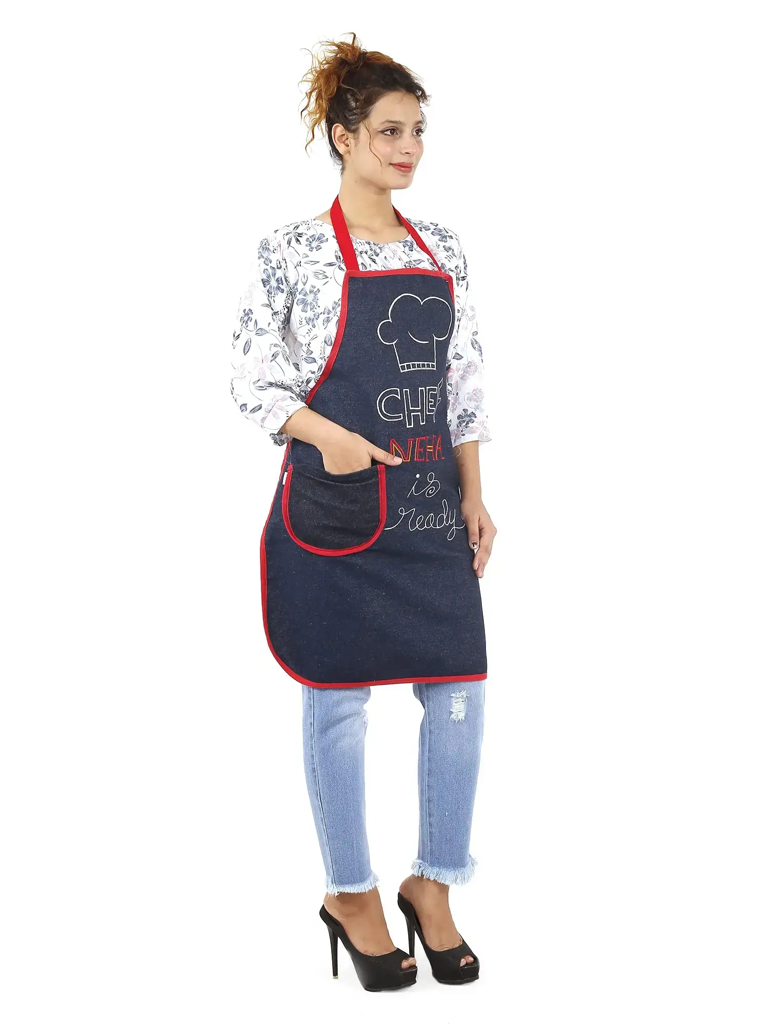 PERSONALIZED DENIM APRON FOR WOMEN—CHEF [NAME] IS READY