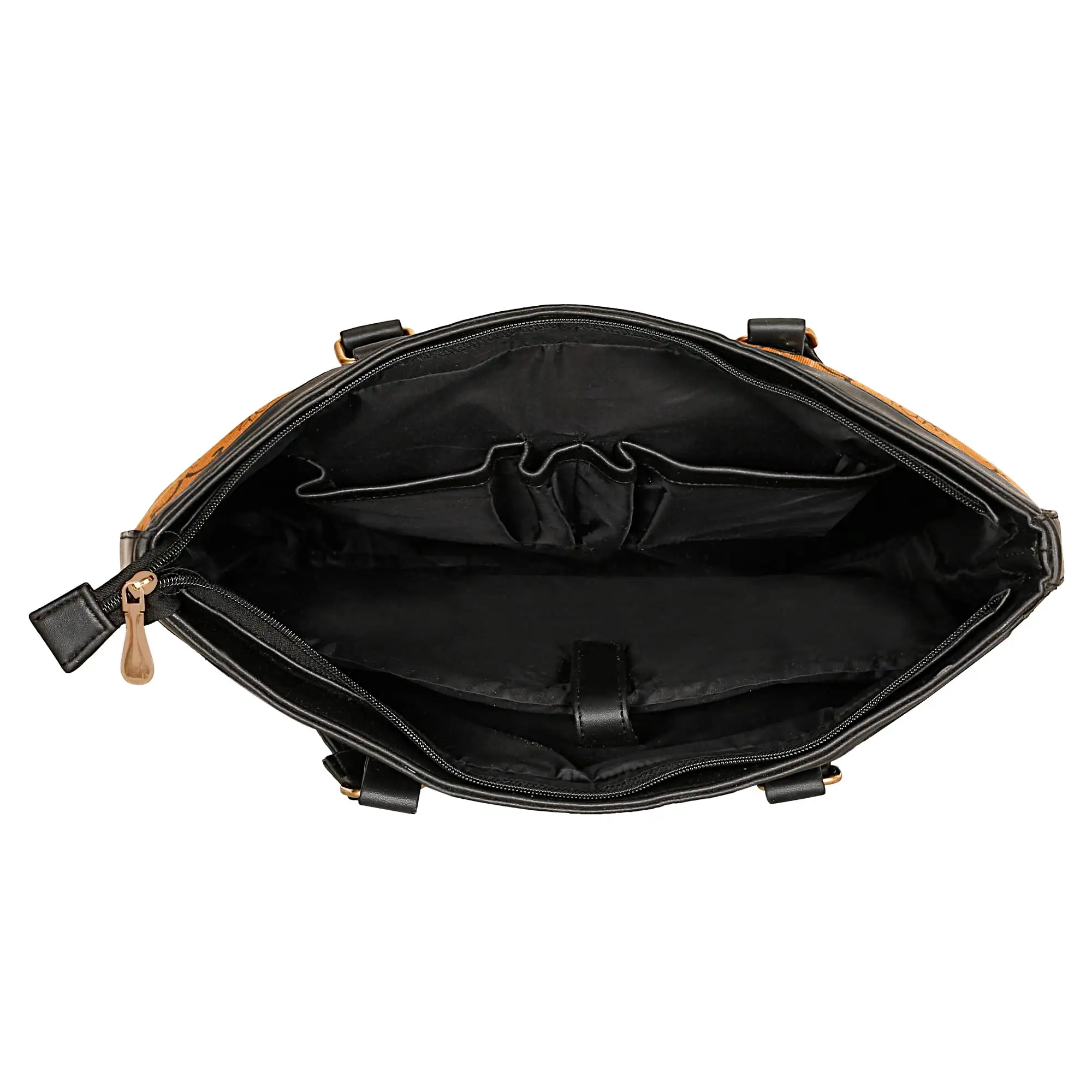 FLORAL PRINTED TAN CANVAS LAPTOP HANDBAG.