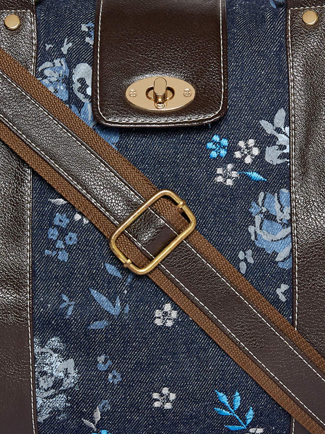 NAVY FLORAL EMBROIDERED TRAVEL DUFFEL