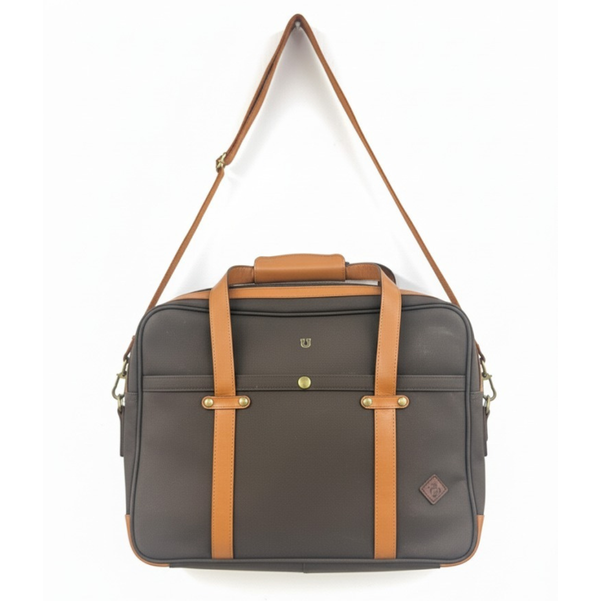 PREMIUM BROWN LAPTOP MESSENGER BAG WITH TAN STRAPS