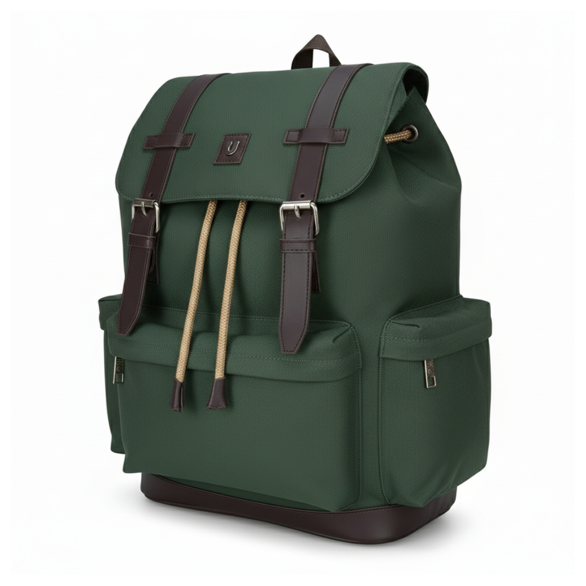 RECYCLED PET BOTTLE FABRIC GREEN BACKPACK