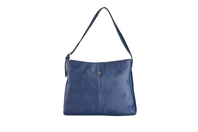 FLORAL EMBROIDERED LEATHERETTE HANDBAG.