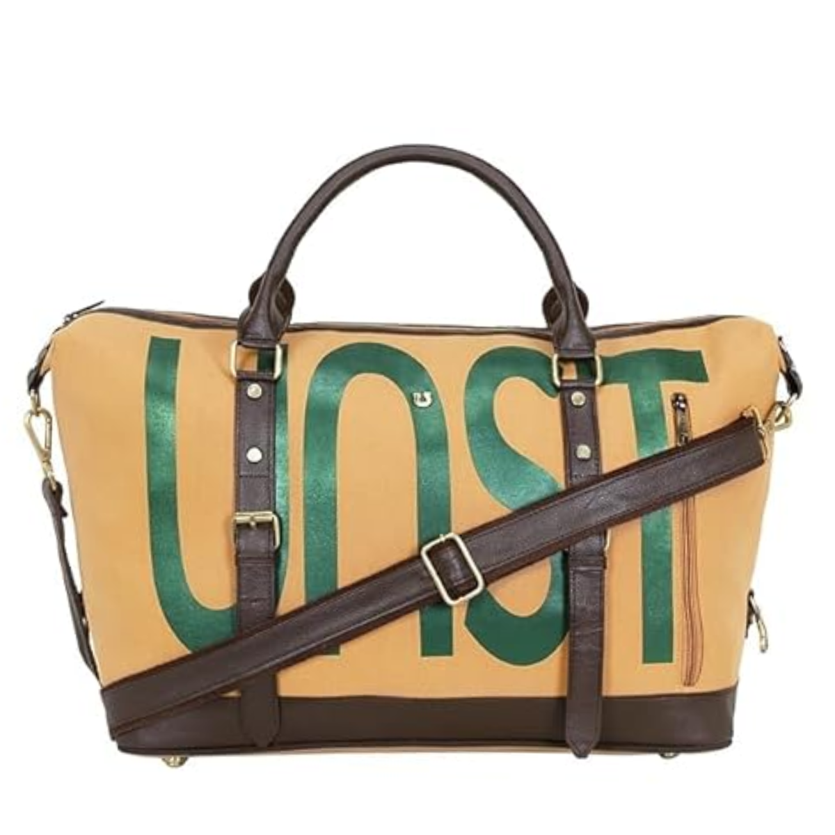 RECYCLED PET BOTTLE FABRIC TAN DUFFEL BAG