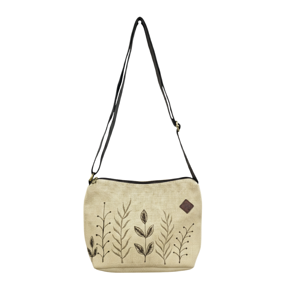 Floral Embroidered Canvas Crossbody Bag.