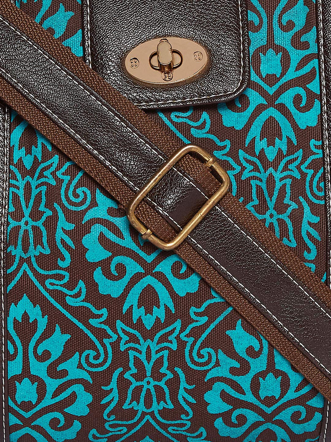 TURQUOISE FLORAL EMBROIDERED DUFFEL