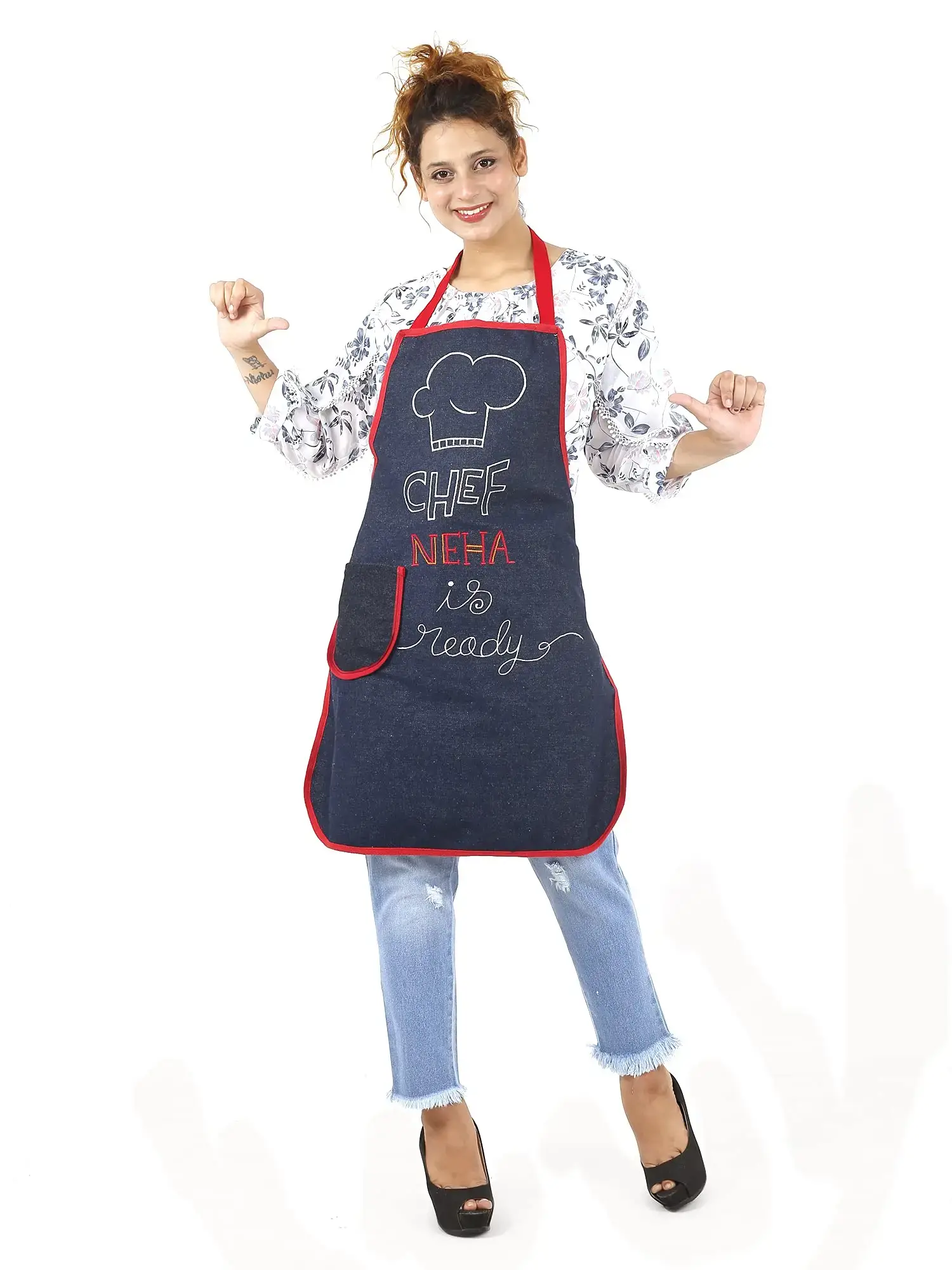 PERSONALIZED DENIM APRON FOR WOMEN—CHEF [NAME] IS READY