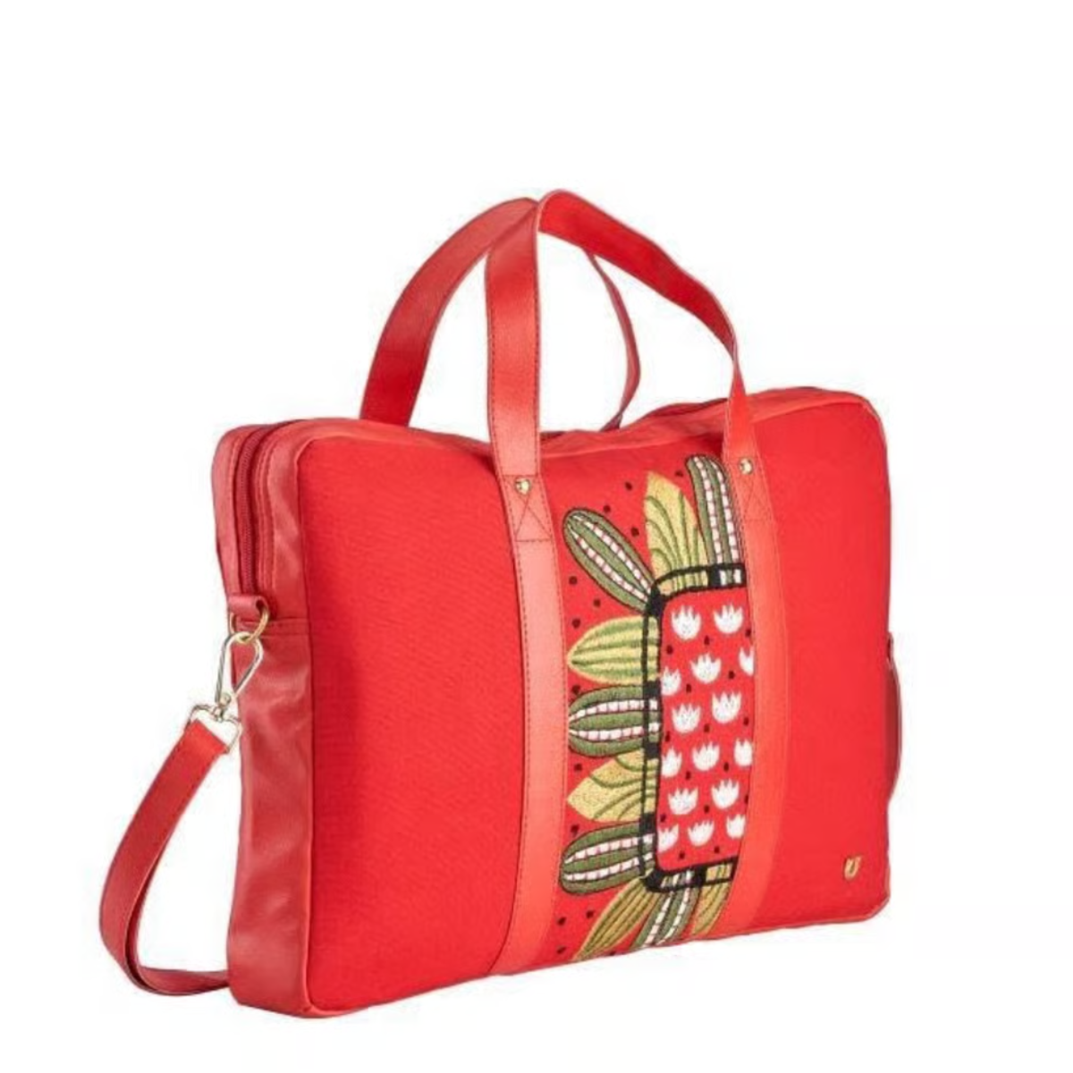 RED EMBROIDERED LAPTOP BAG