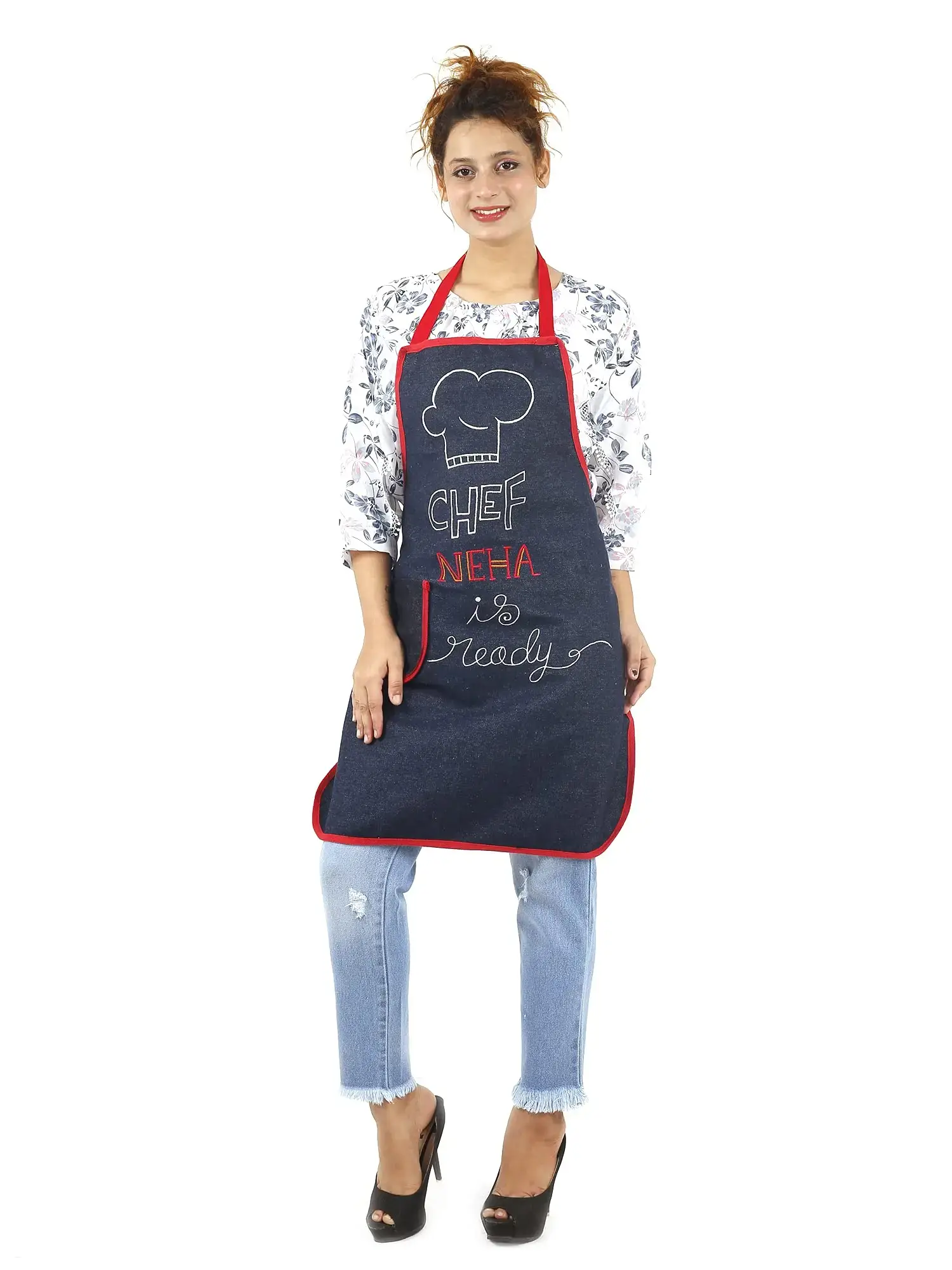 PERSONALIZED DENIM APRON FOR WOMEN—CHEF [NAME] IS READY