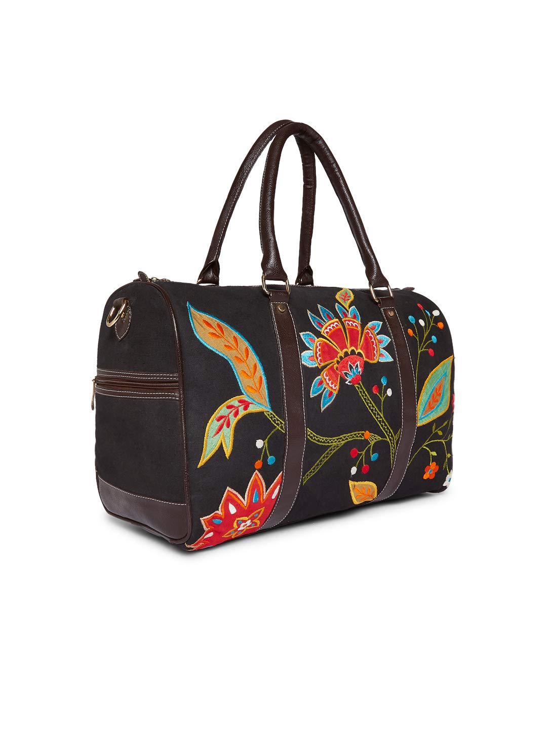 Brown Floral Printed Duffel Bag