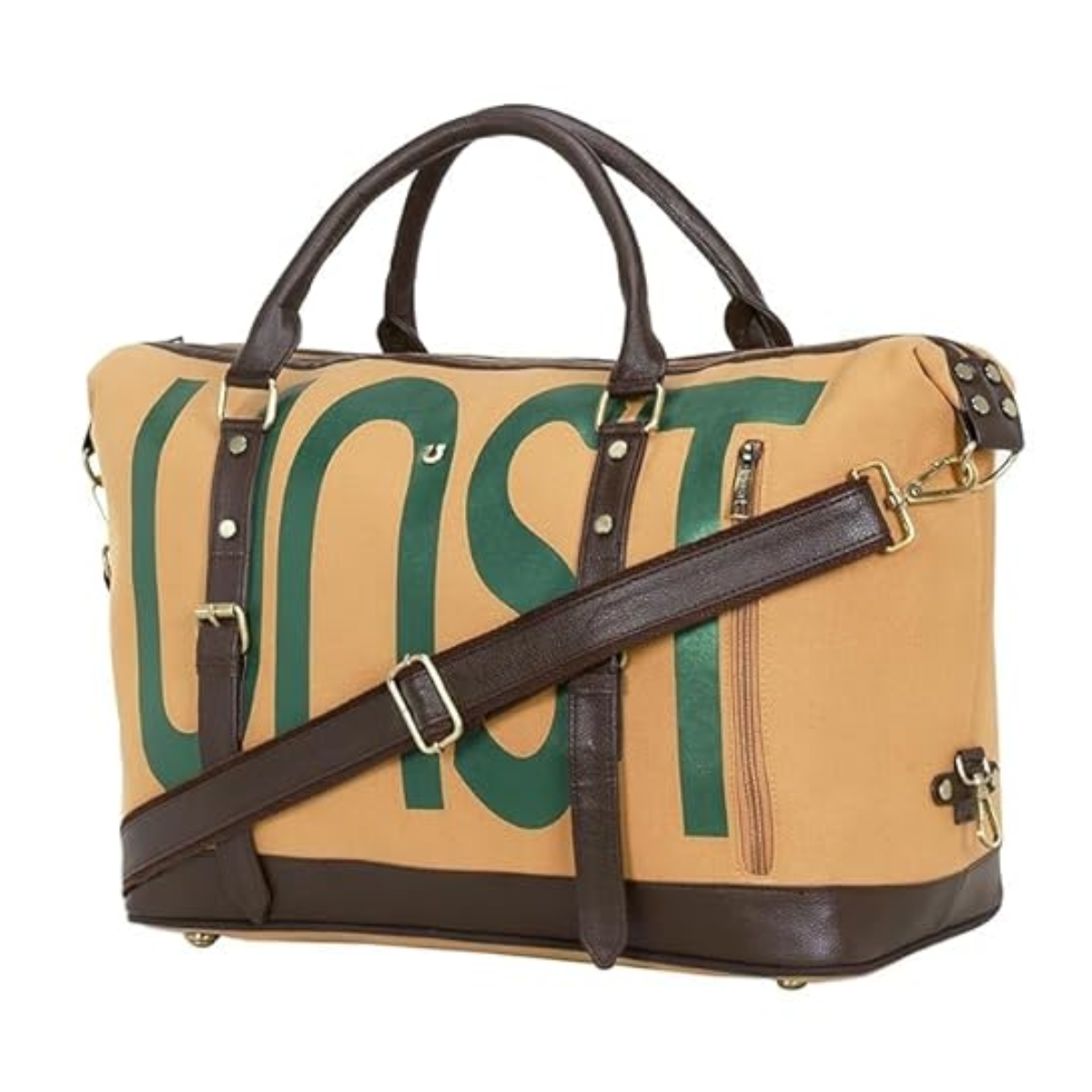 RECYCLED PET BOTTLE FABRIC TAN DUFFEL BAG