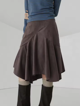 Asymmetrical Brown Skirt