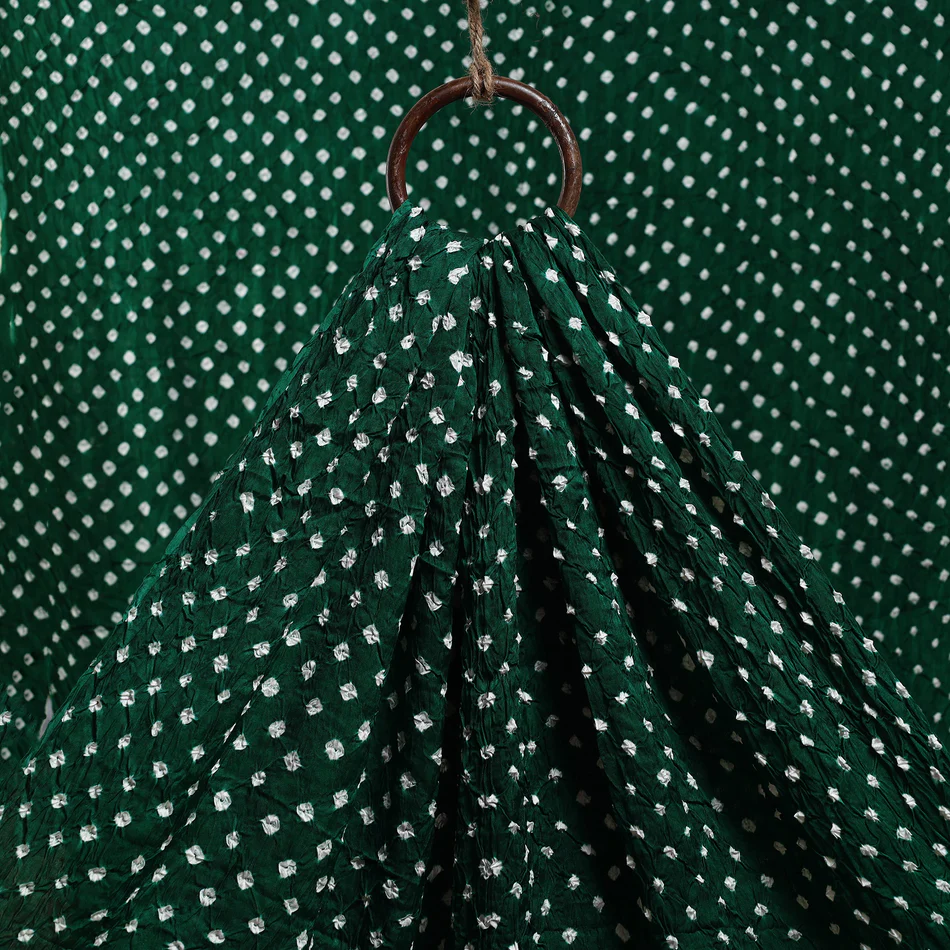 Modal Silk Bandhej / Bandhani Fabric (2.5 meter) - Green