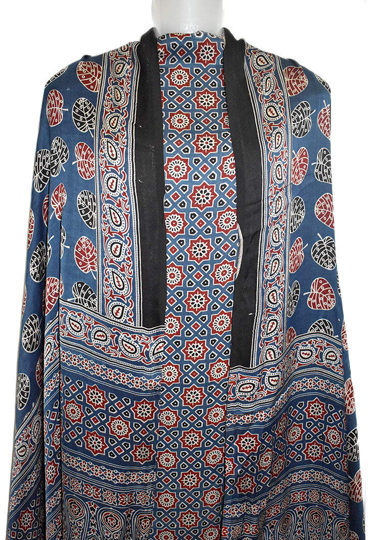 Chakra Buta Premium Modal Silk Ajrakh Hand Block Salwar Suit - Blue