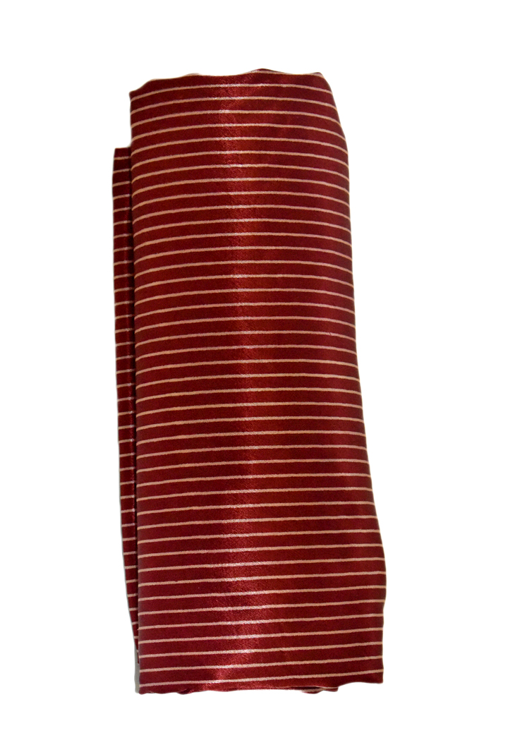 Mashru Silk With White Stripes (2.5 meter)  - Maroon 