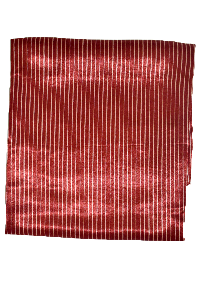 Mashru Silk With White Stripes (2.5 meter) - Maroon