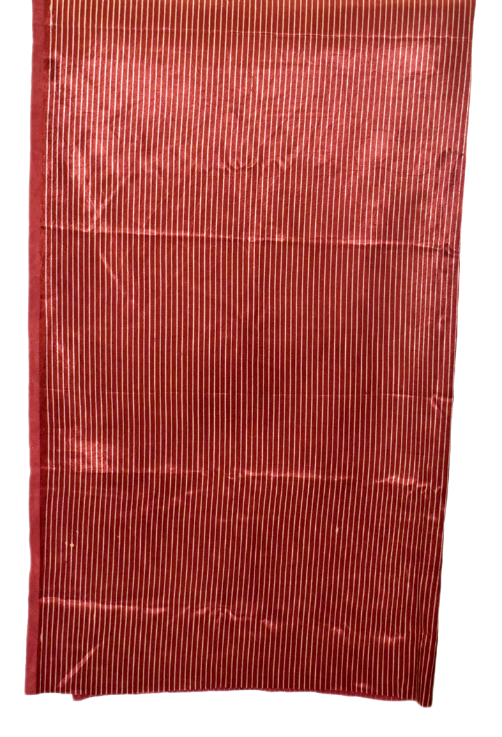 Mashru Silk With White Stripes (2.5 meter)  - Maroon 