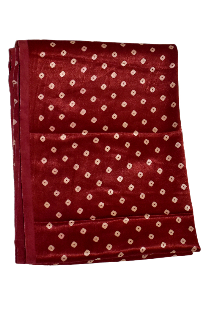 Mashru Silk Bandhani Print Fabric (3 meter) - Maroon