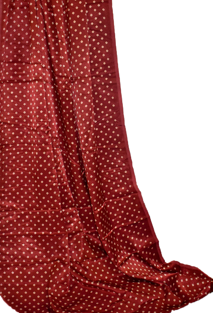 Mashru Silk Bandhani Print Fabric (3 meter)  - Maroon 