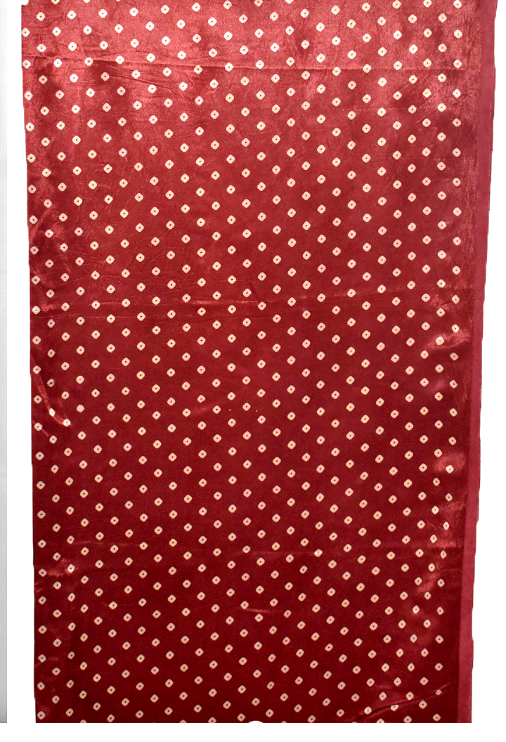 Mashru Silk Bandhani Print Fabric (3 meter)  - Maroon 