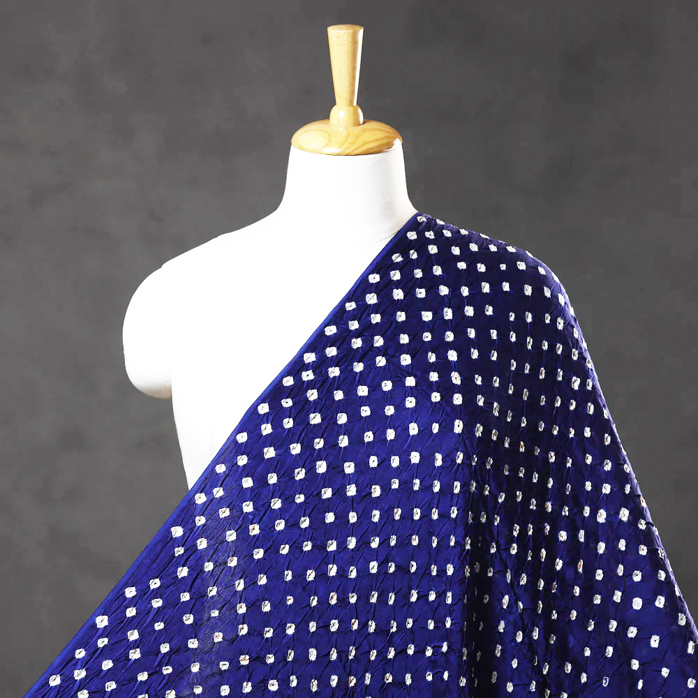 Modal Silk Bandhej / Bandhani Fabric (2.5 meter) - Blue