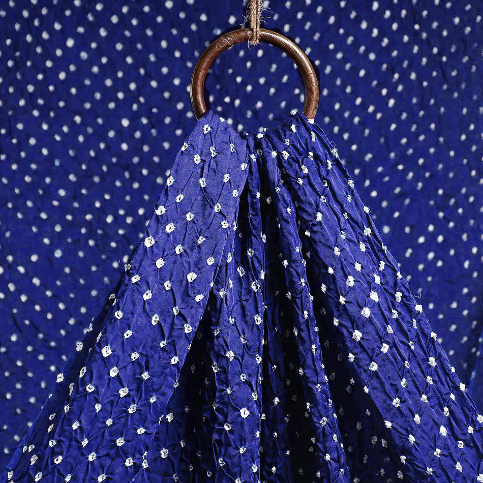 Modal Silk Bandhej / Bandhani Fabric (2.5 meter) - Blue