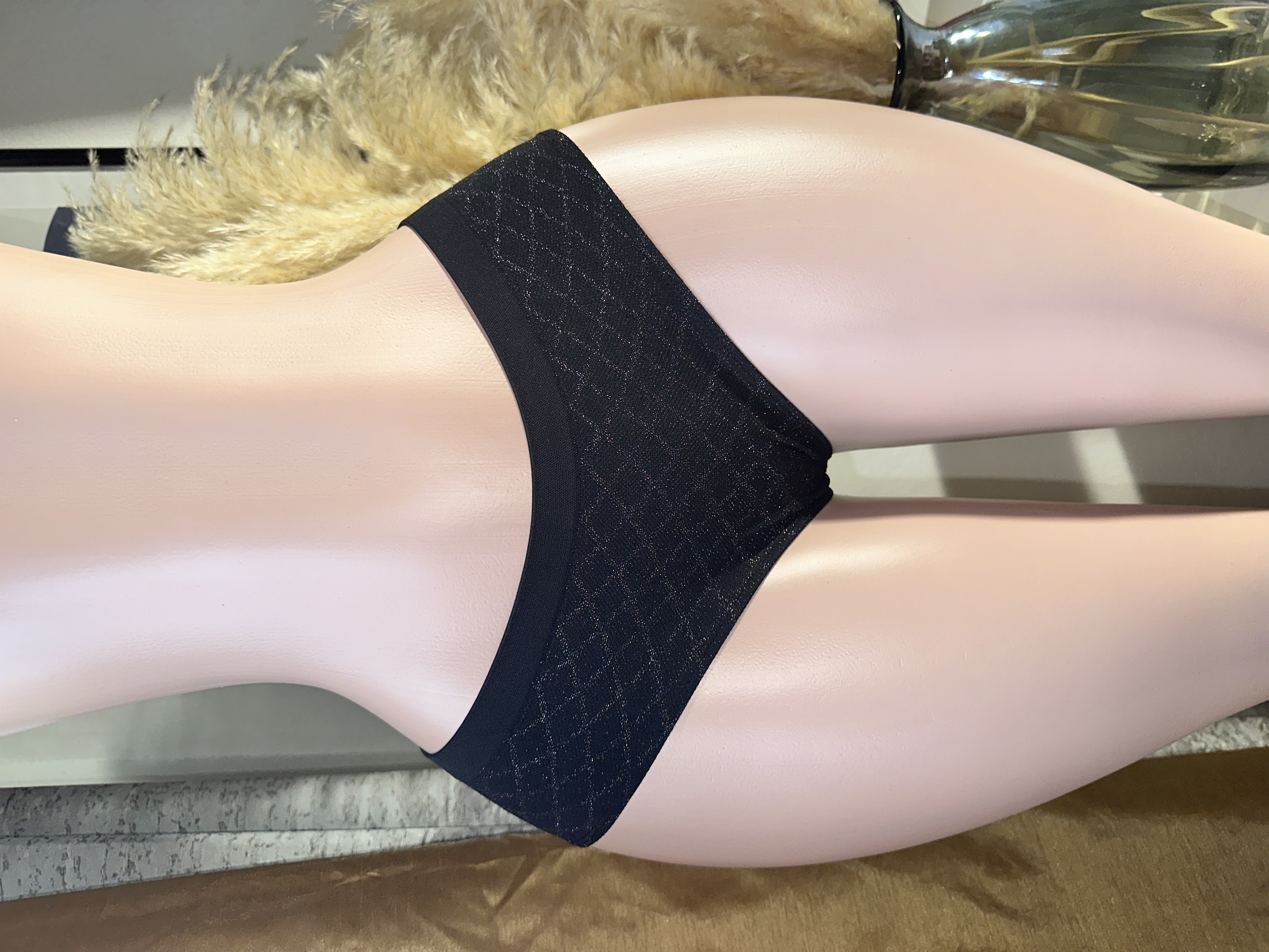 Women's Black Patterned Panties