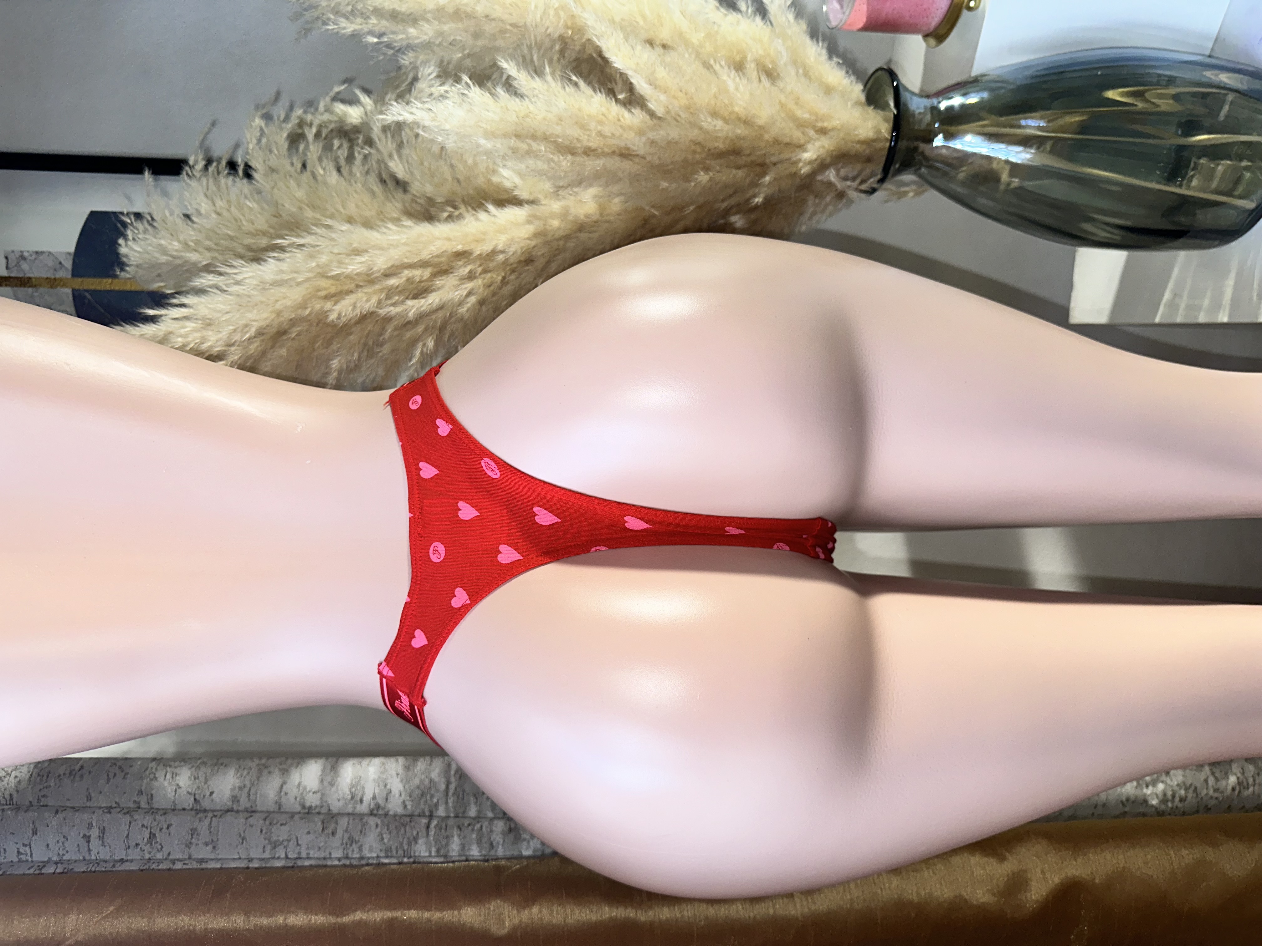 Red Heart Print Bikini Bottom