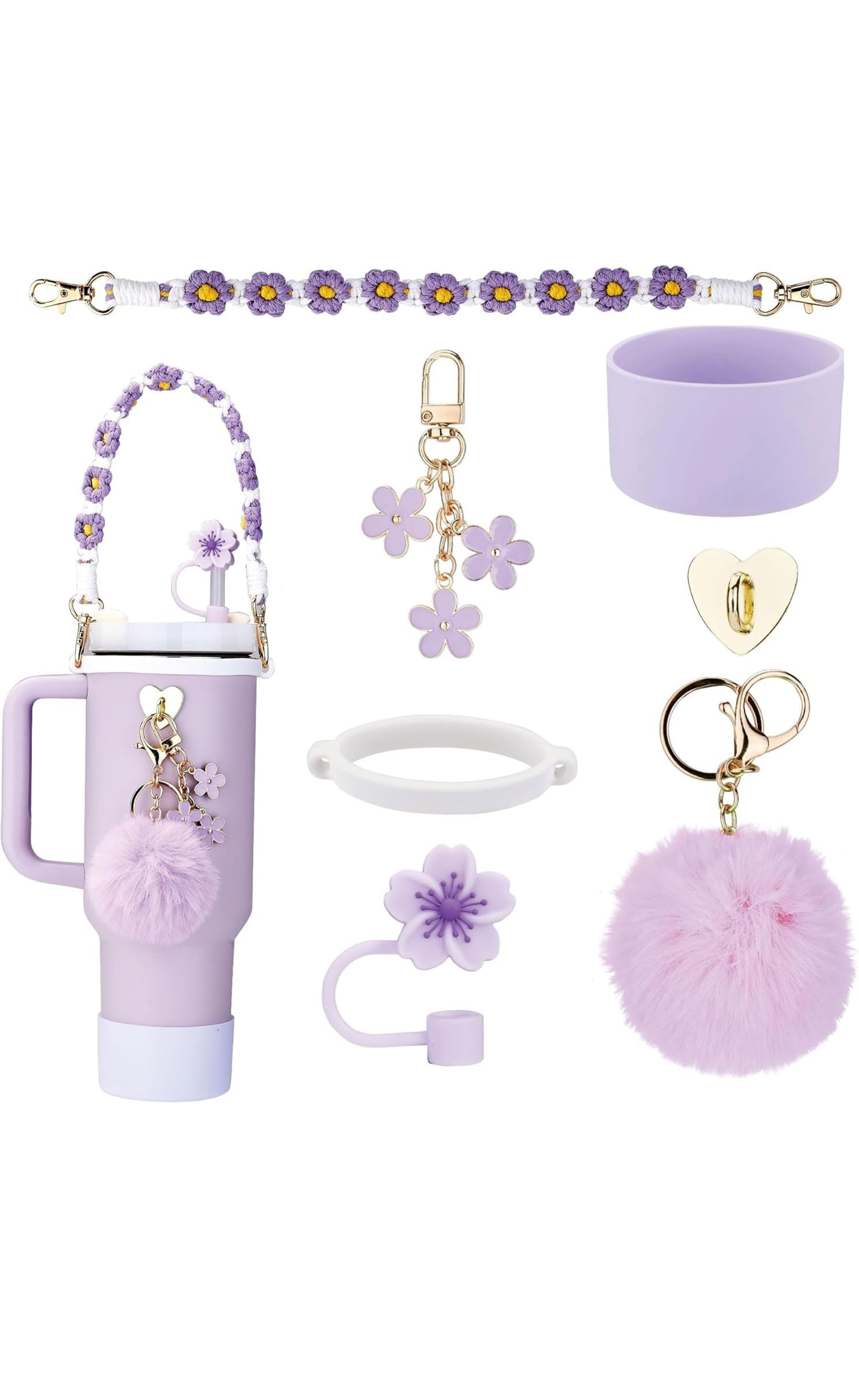 Purple Floral Accessory Set
