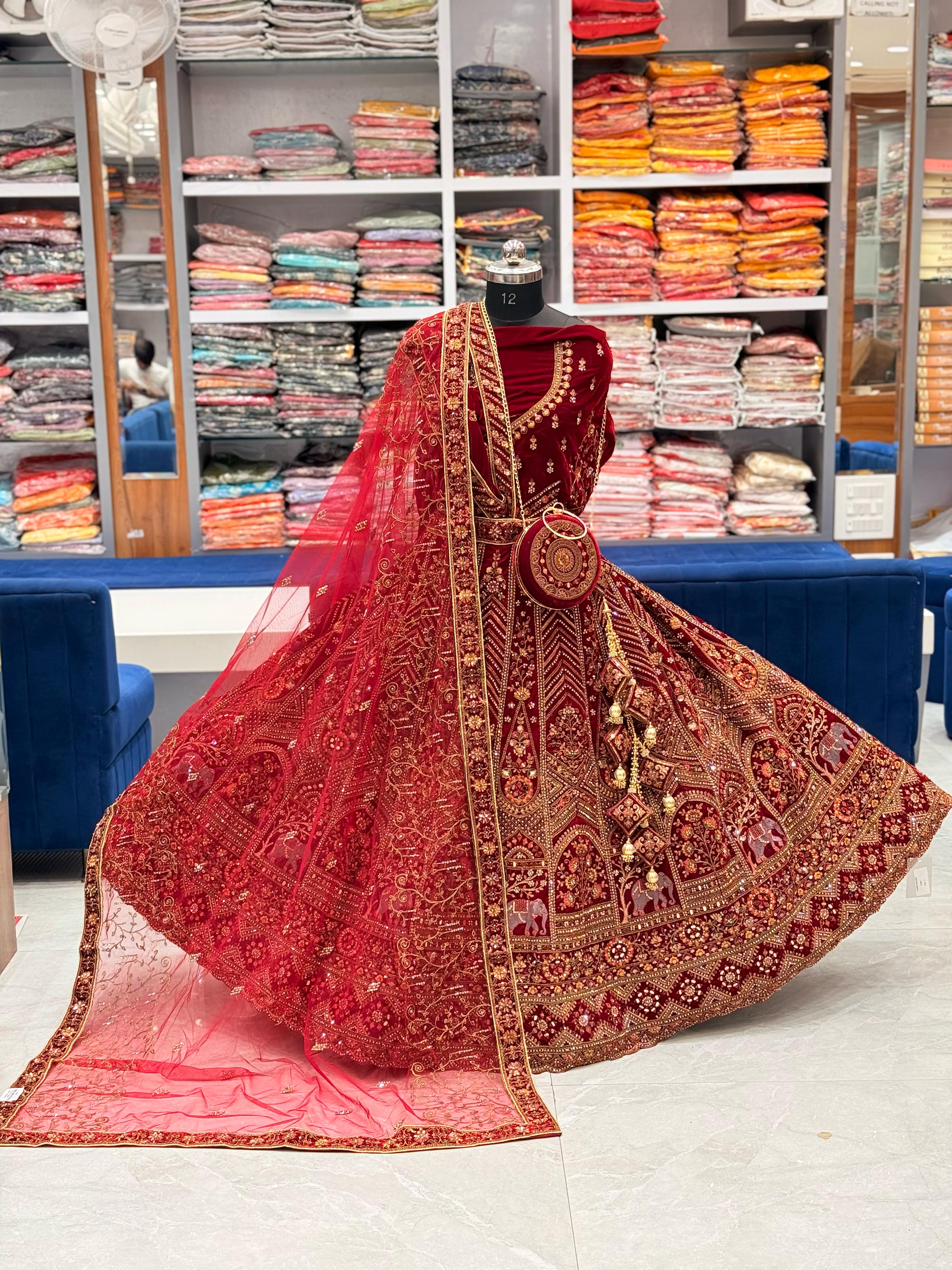 KASAB MIRROR ZARI WORK BRIDAL LEHENGA