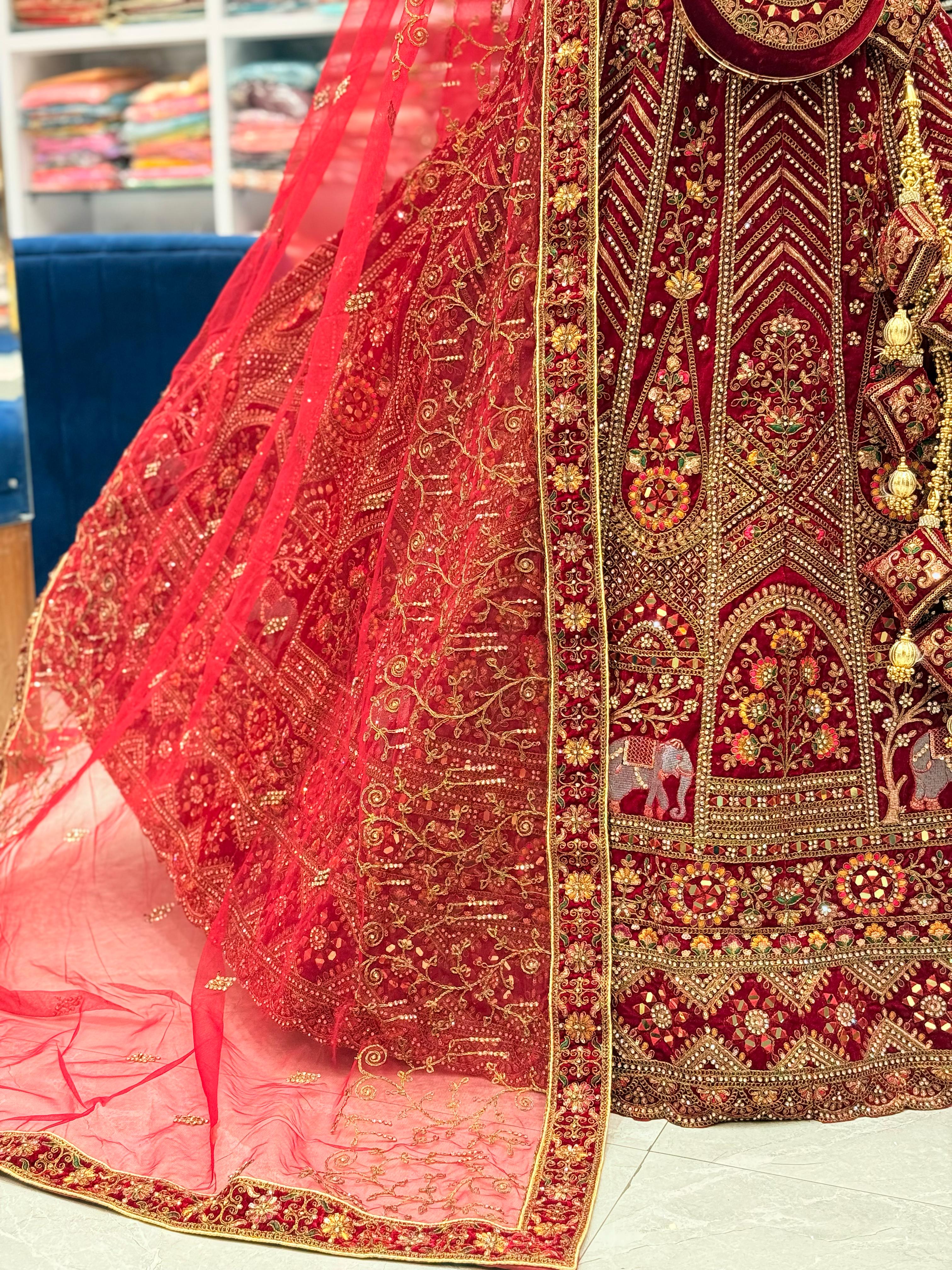 KASAB MIRROR ZARI WORK BRIDAL LEHENGA