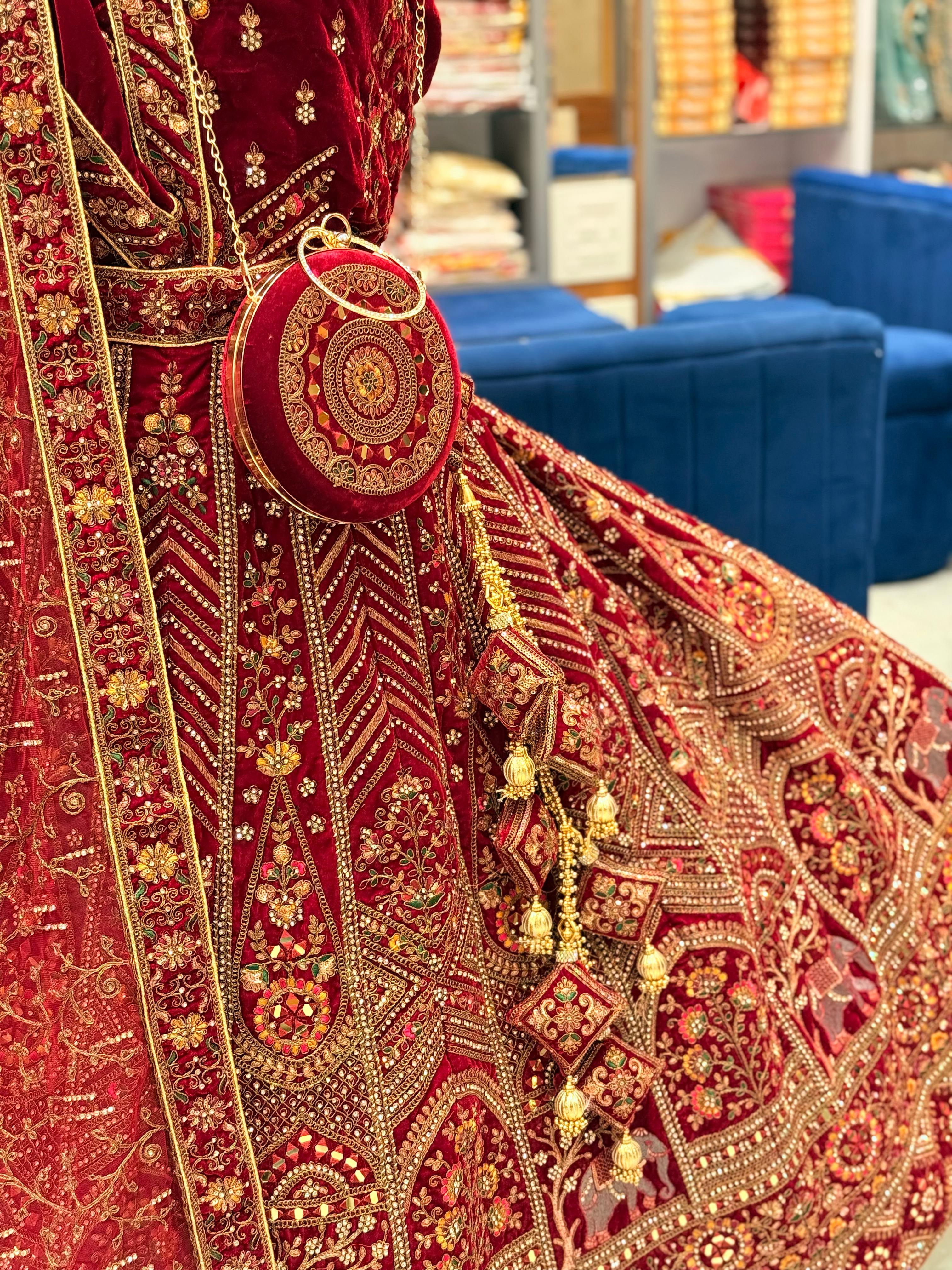 KASAB MIRROR ZARI WORK BRIDAL LEHENGA