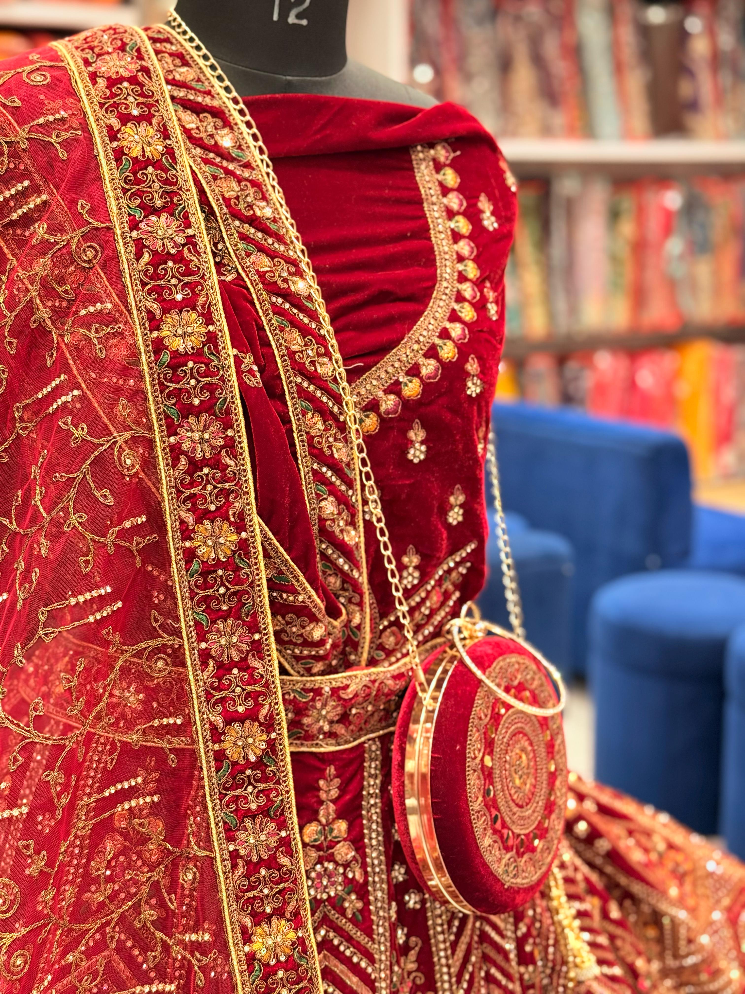 KASAB MIRROR ZARI WORK BRIDAL LEHENGA