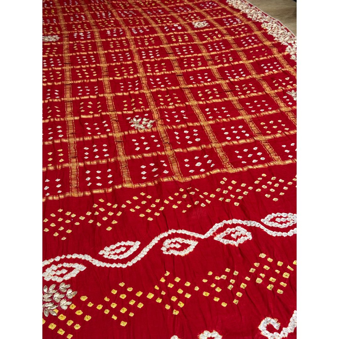Pure Heavy Gaji Silk with Dabka, Gota and Zardozi work