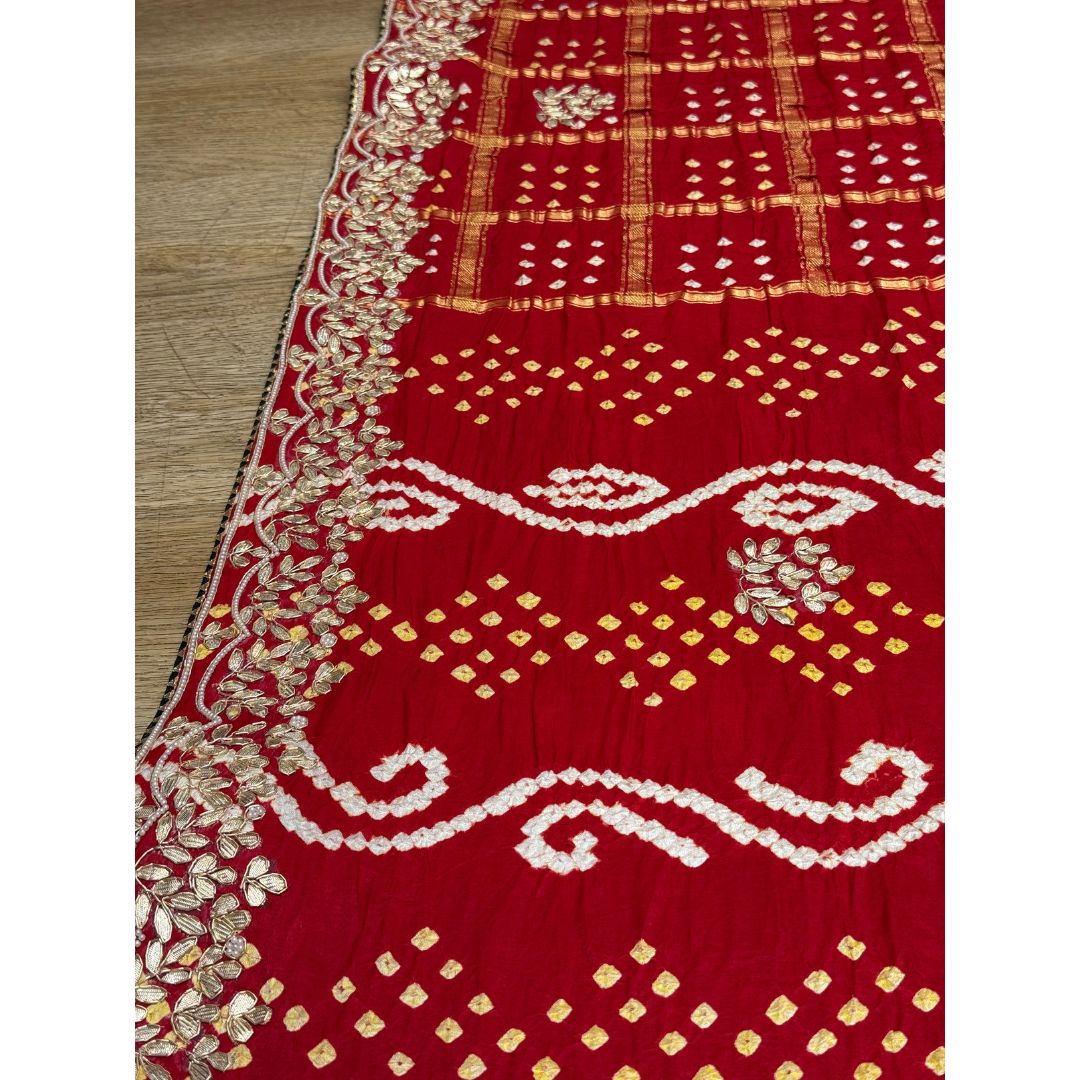 Pure Heavy Gaji Silk with Dabka, Gota and Zardozi work