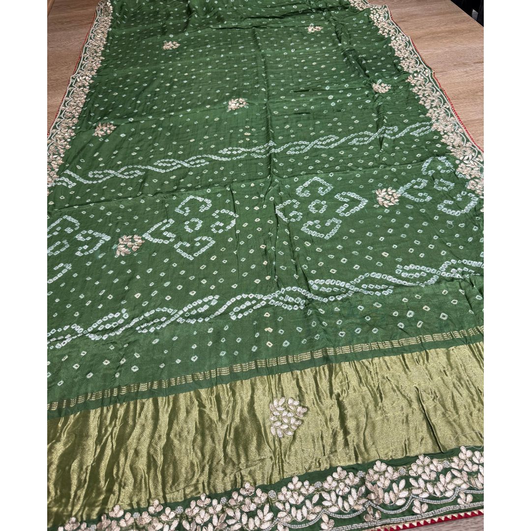 Pure Heavy Gaji Silk with Dabka, Gota and Zardozi work new