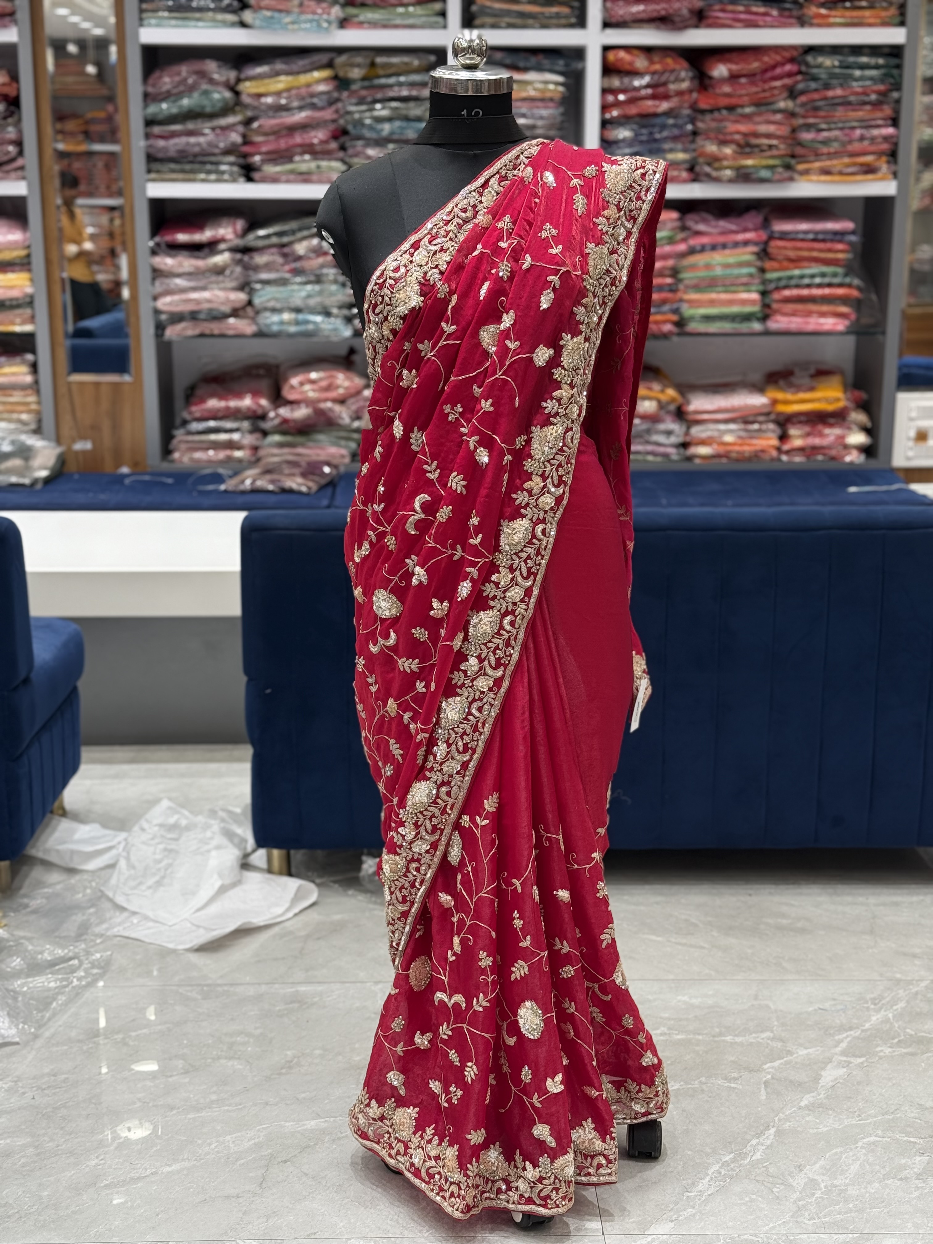 New Heavy Bridal Saree With A Rich Jal Work