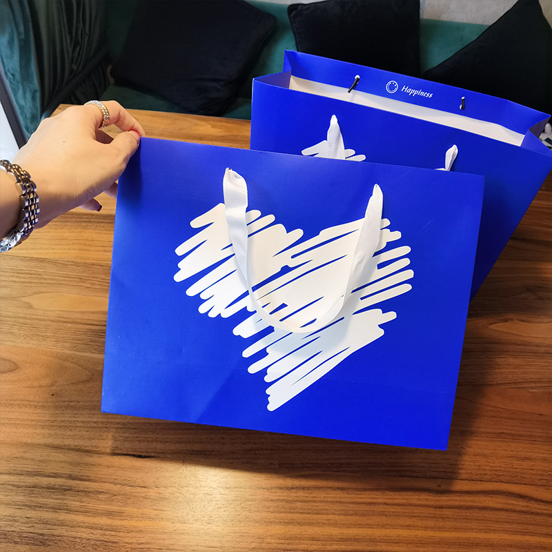 Combo 5 Túi giấy kraft xách tay màu trắng dày phong cách Hàn Quốc mới Klein blue love