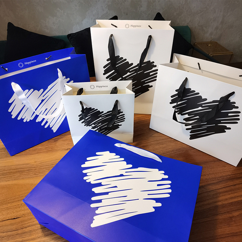 Combo 5 Túi giấy kraft xách tay màu trắng dày phong cách Hàn Quốc mới Klein blue love