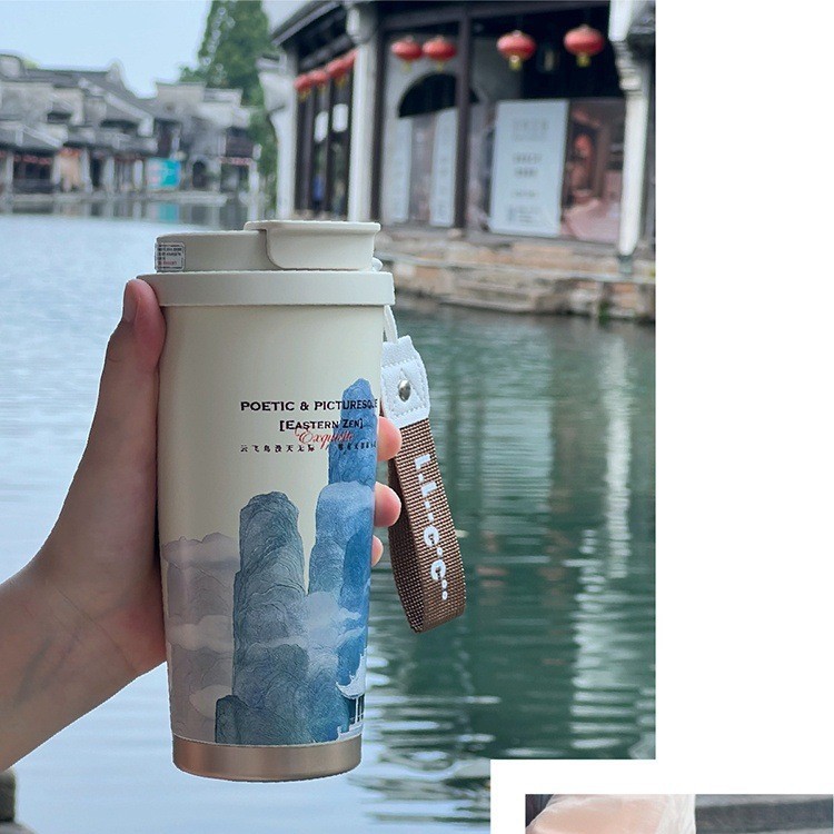  Cốc Giấy Dùng Một Lần Họa Tiết Tranh Sơn Dầu Hai Lớp Dày – Chống Bỏng, Thân Thiện Với Môi Trường 