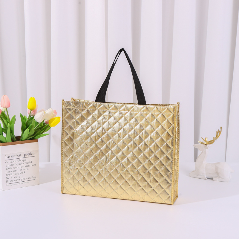 Combo 50 Túi mua sắm bằng vải không dệt cách nhiệt bằng vải cotton , túi vải không dệt tùy chỉnh, túi bảo vệ môi trường ba chiều
